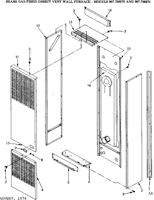 Kenmore 867736271 non-functional replacement parts diagram