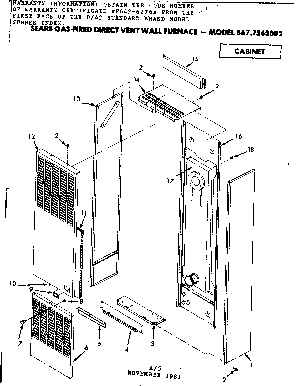 Kenmore 8677363002 cabinet diagram