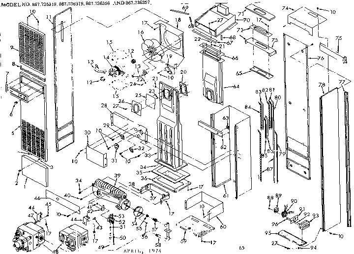 Sears 867736318 unit parts diagram