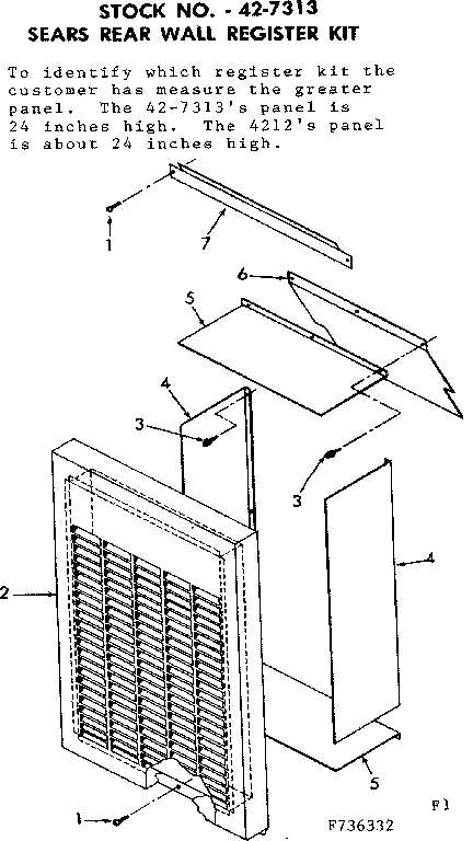 Kenmore 867736332 rear register half panel diagram