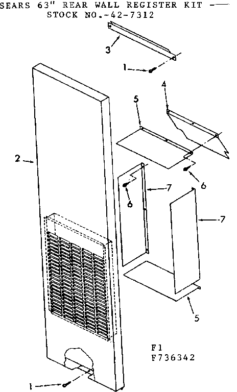 Kenmore 867736382 63 in rear wall register kit diagram
