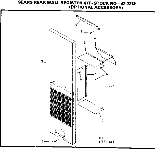 Kenmore 867736345 full length register kit diagram