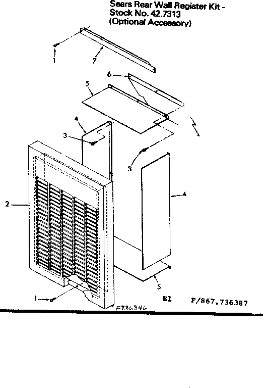 Kenmore 867736387 register kit diagram