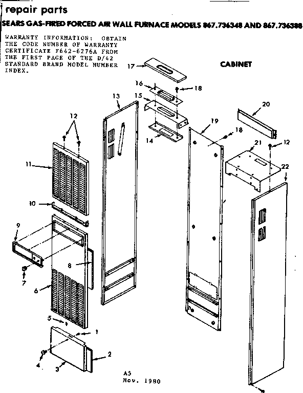 Kenmore 867736348 cabinet diagram