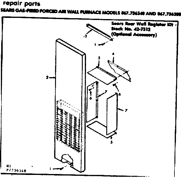 Kenmore 867736348 register kit full panel diagram