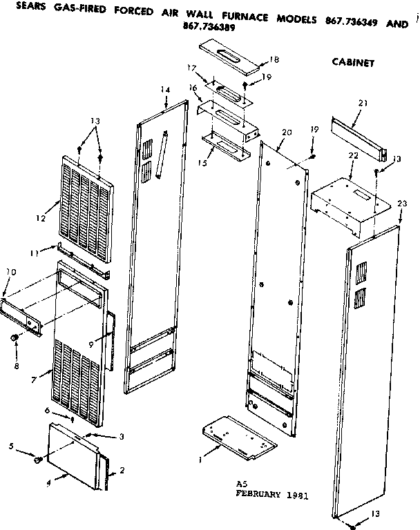 Kenmore 867736349 cabinet diagram