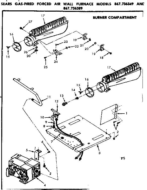 Kenmore 867736349 burner compartment diagram
