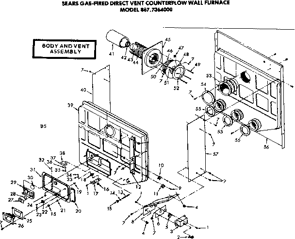 Kenmore 8677364000 body and vent assembly diagram