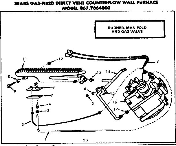 Kenmore 8677364002 gas burners and manifold diagram