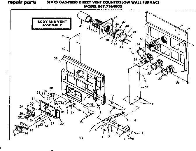 Kenmore 8677364002 body and vent assembly diagram