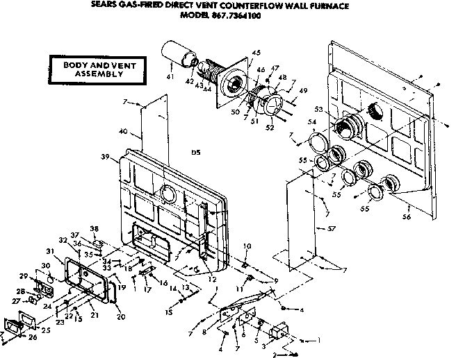 Kenmore 8677364100 body and vent assembly diagram