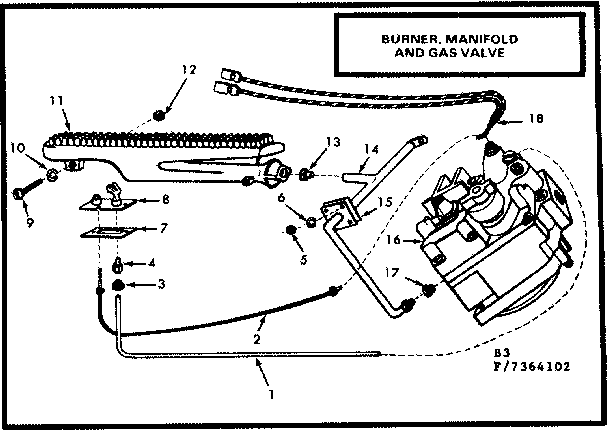 Kenmore 8677364102 gas burners and manifold diagram