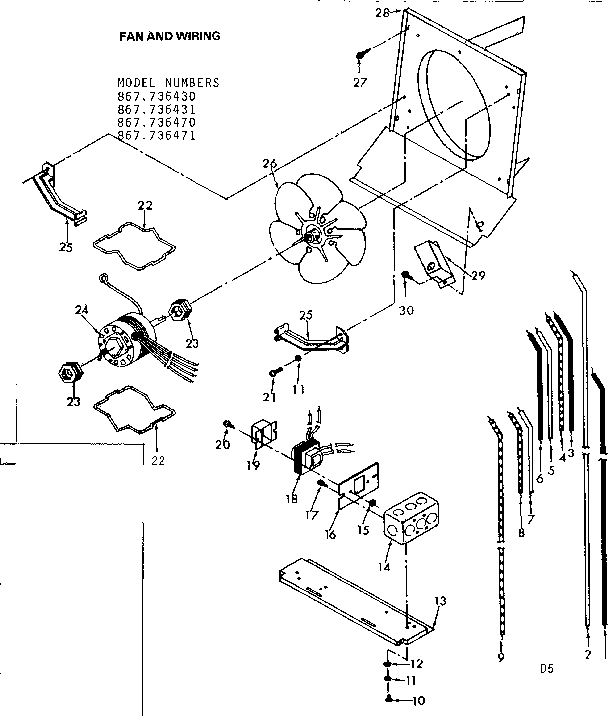 Kenmore 867736471 fan and wiring diagram