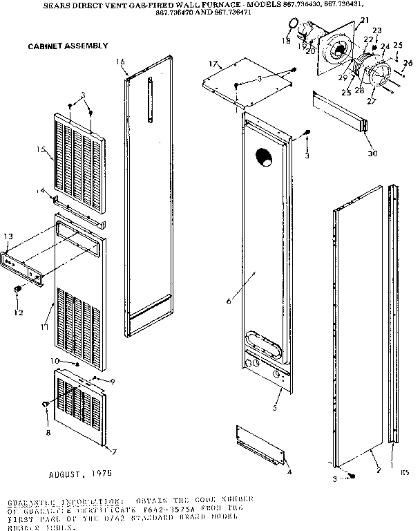 Kenmore 867736471 cabinet assembly diagram