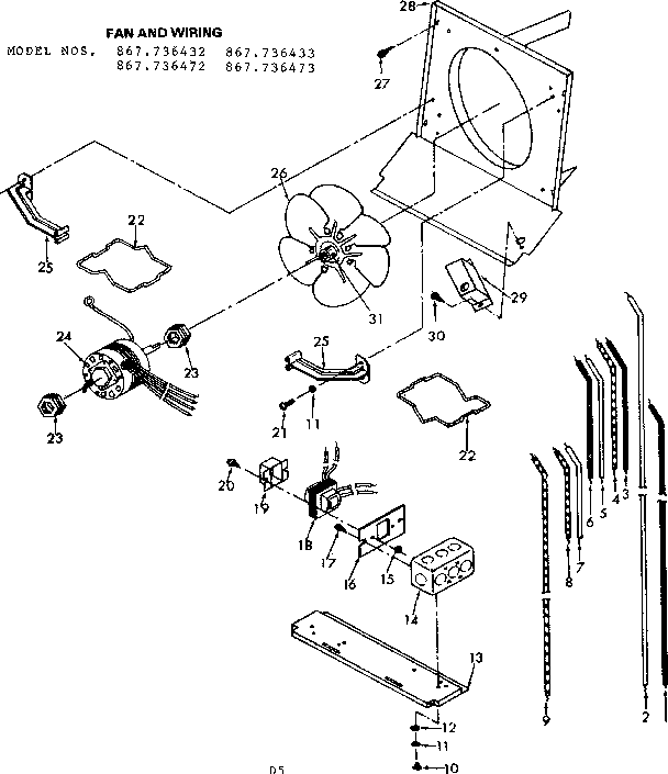 Kenmore 867736473 fan and wiring diagram