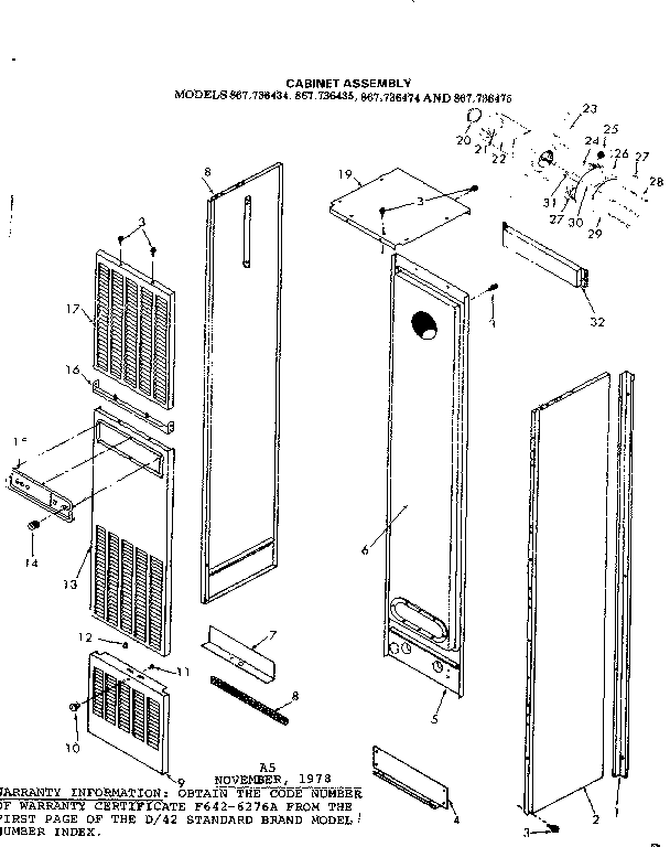 Kenmore 867736435 cabinet assembly diagram