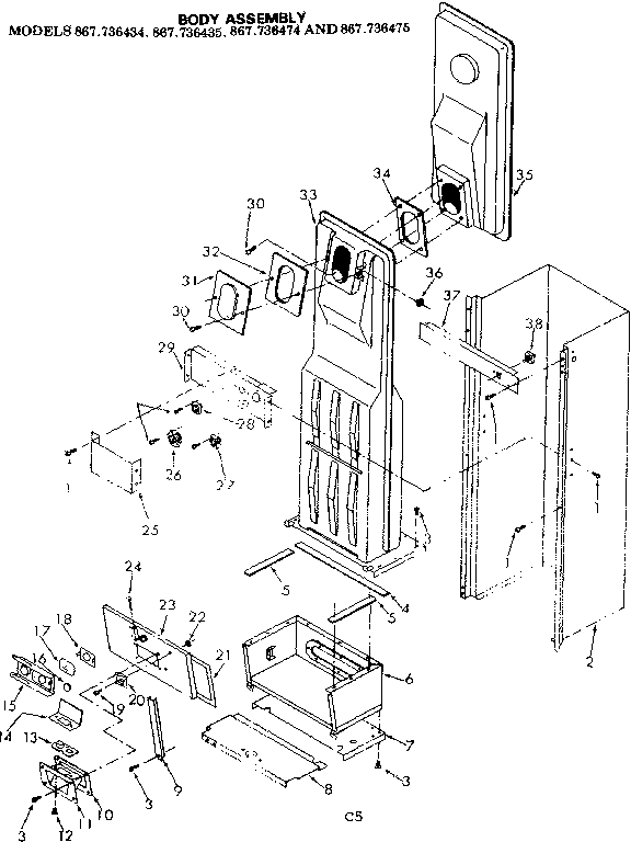 Kenmore 867736435 body assembly diagram