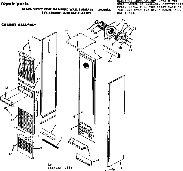 Kenmore 8677365101 cabinet diagram