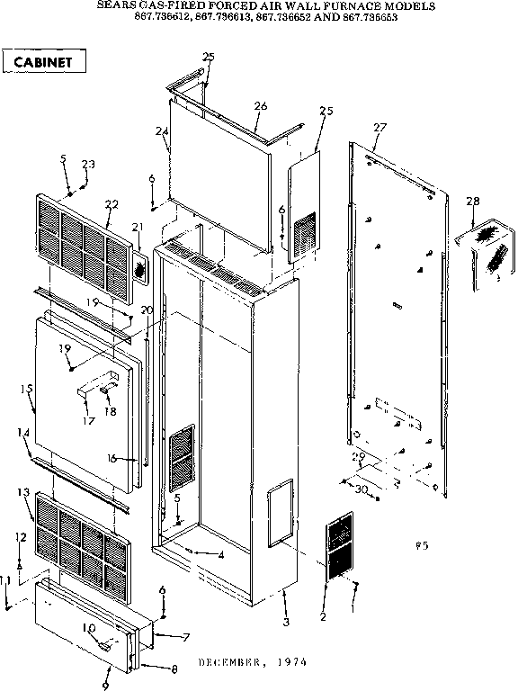 Kenmore 867736612 cabinet diagram