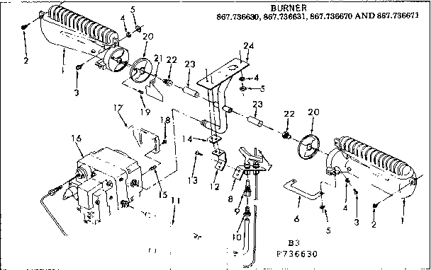 Kenmore 867736671 burner parts diagram