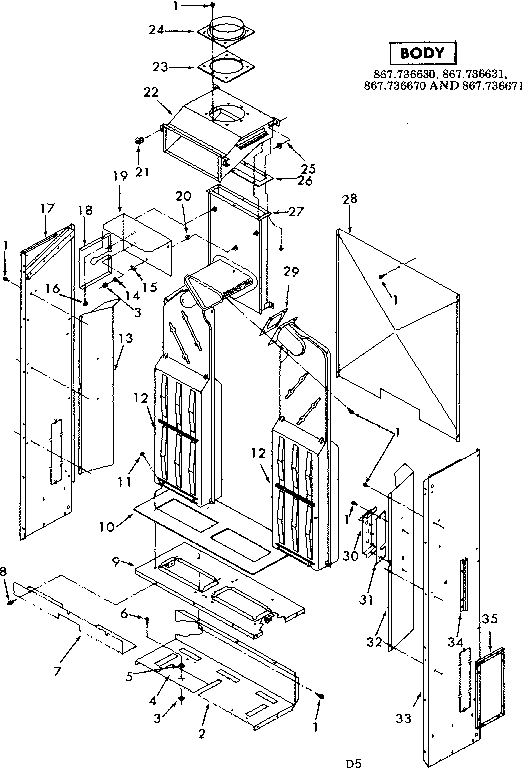 Kenmore 867736671 body parts diagram