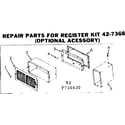 Kenmore 867736670 register kit 42-7368, opt. accessory diagram