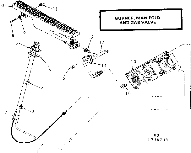 Kenmore 867736733 burner, manifold & gas valve diagram