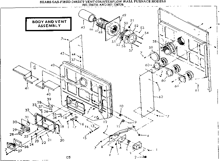 Kenmore 867736736 body and vent assembly diagram