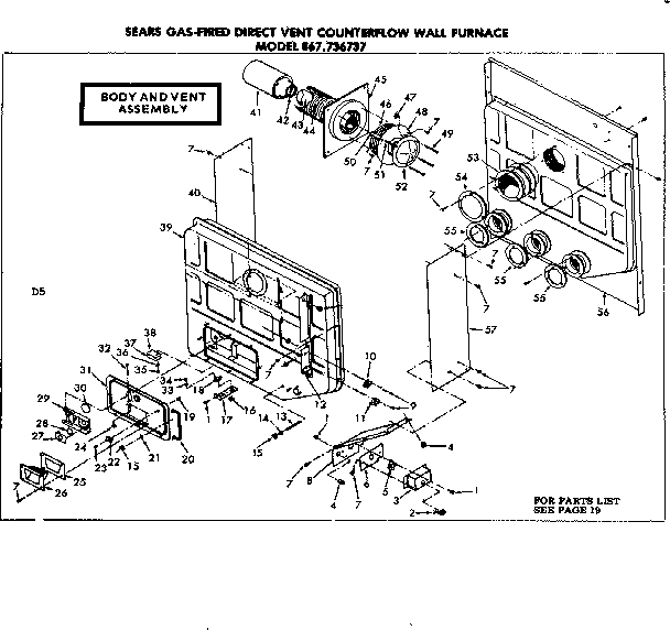 Kenmore 867736737 body and vent assembly diagram