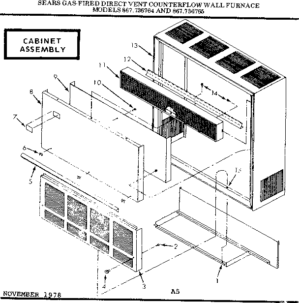 Kenmore 867736764 cabinet assembly diagram