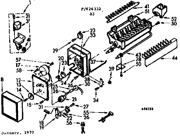 Kenmore 106626332 icemaker parts diagram