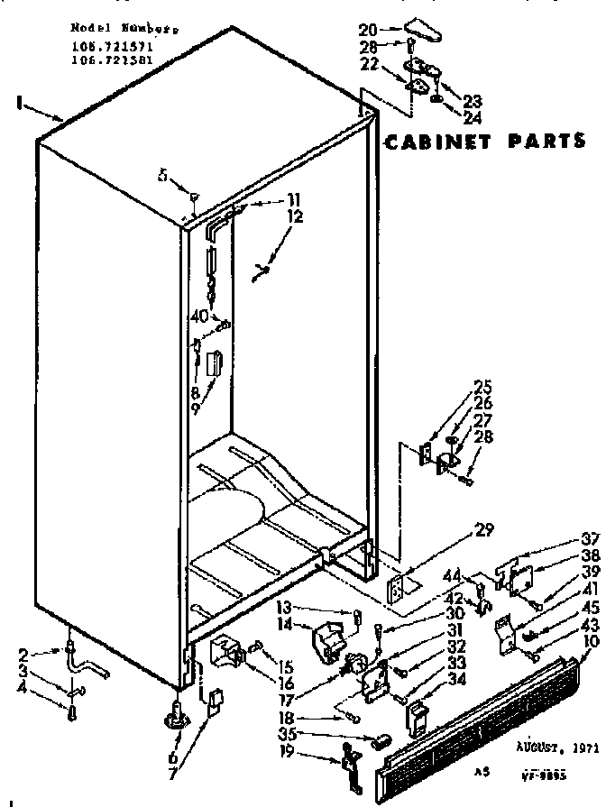 Kenmore 106721571 cabinet parts diagram