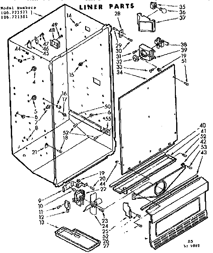 Kenmore 106721571 liner parts diagram