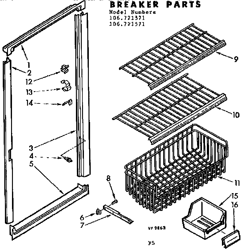 Kenmore 106721571 breaker parts diagram