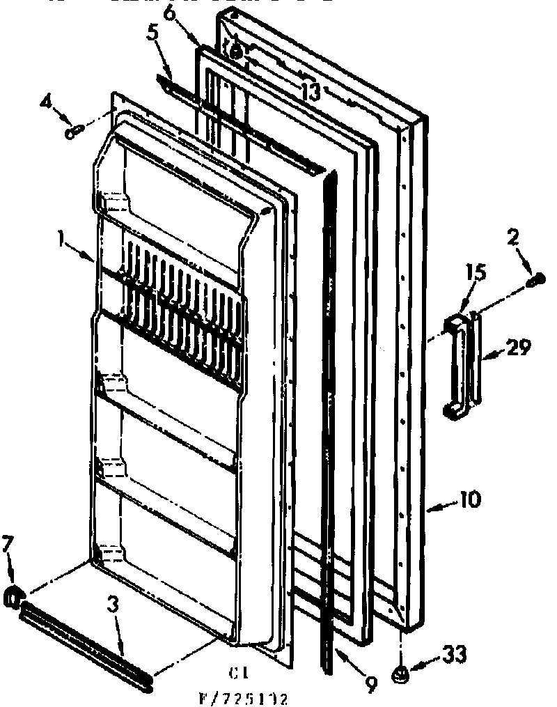 Kenmore 106725132 door parts diagram