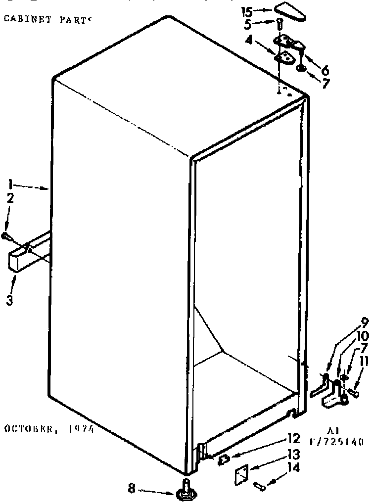 Kenmore 106725140 cabinet parts diagram