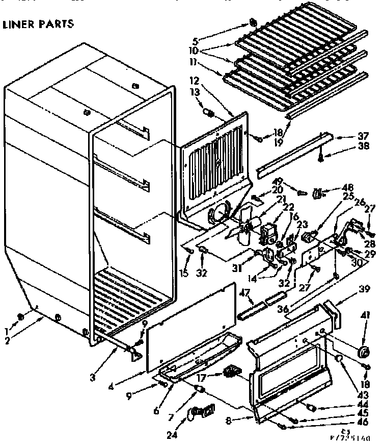 Kenmore 106725140 liner parts diagram