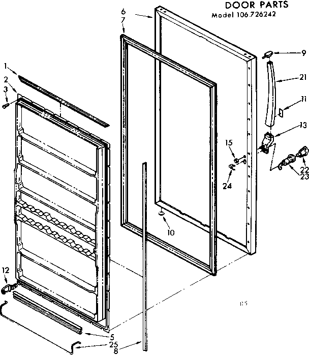 Kenmore 106726242 door parts diagram