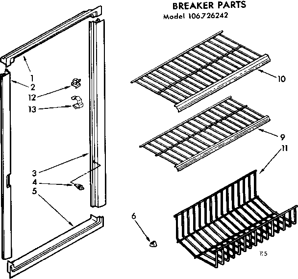 Kenmore 106726242 breaker parts diagram