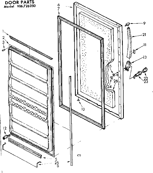 Kenmore 106726250 door parts diagram