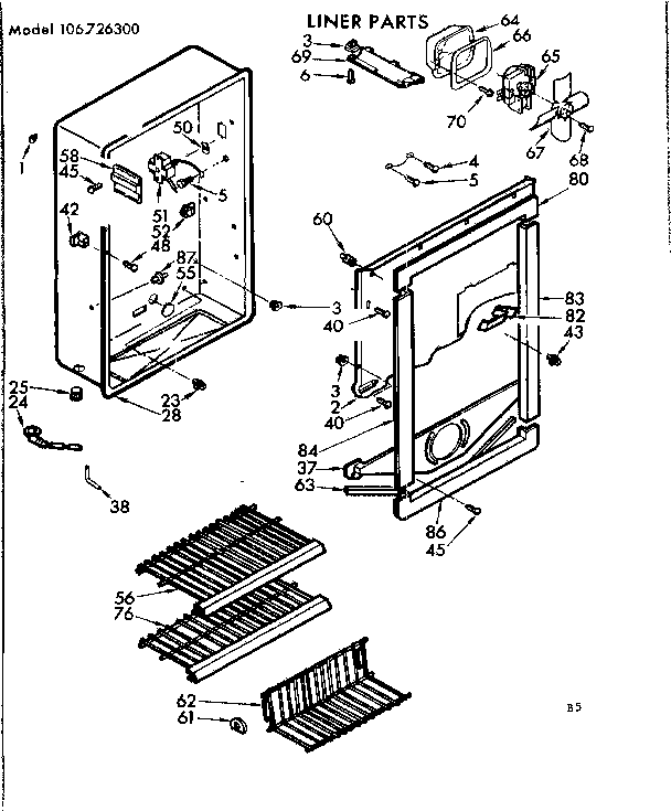 Kenmore 106726300 liner parts diagram