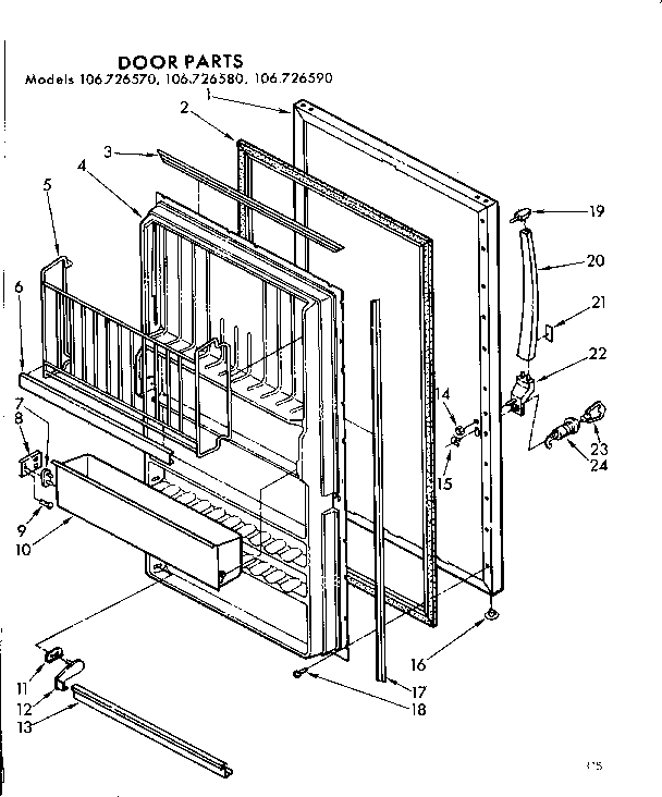 Kenmore 106726590 door parts diagram
