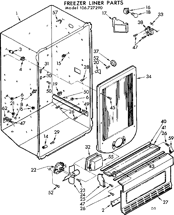 Kenmore 106727290 liner parts diagram