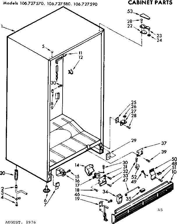 Kenmore 106727580 cabinet parts diagram