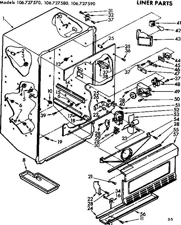 Kenmore 106727580 liner parts diagram