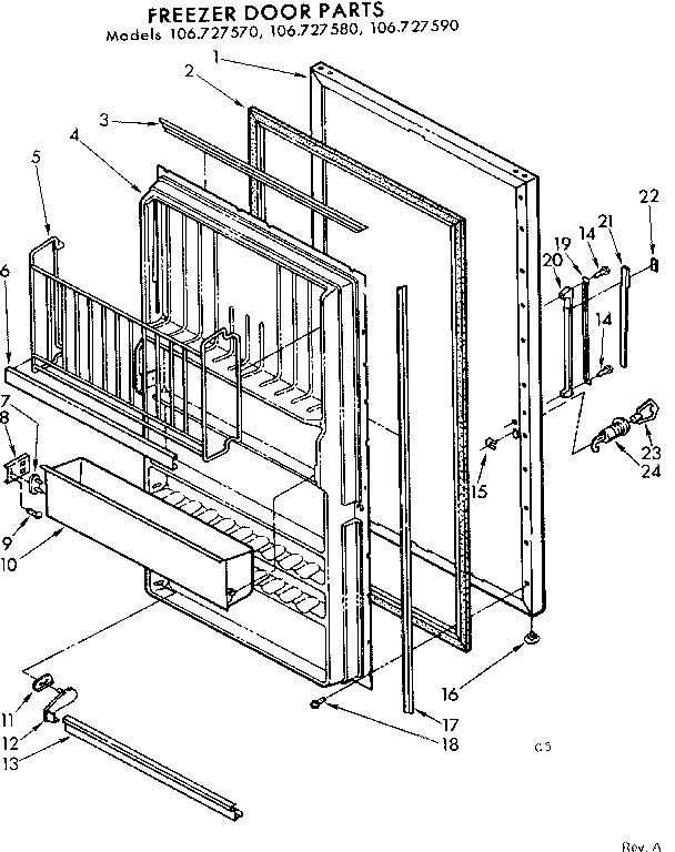 Kenmore 106727580 door parts diagram