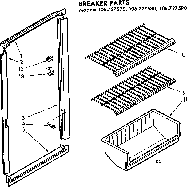 Kenmore 106727580 breaker parts diagram