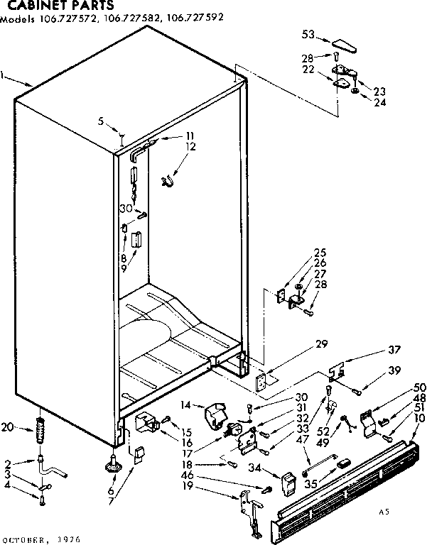 Kenmore 106727592 cabinet parts diagram