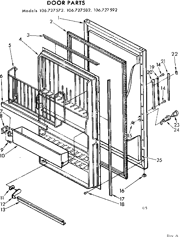 Kenmore 106727592 door parts diagram