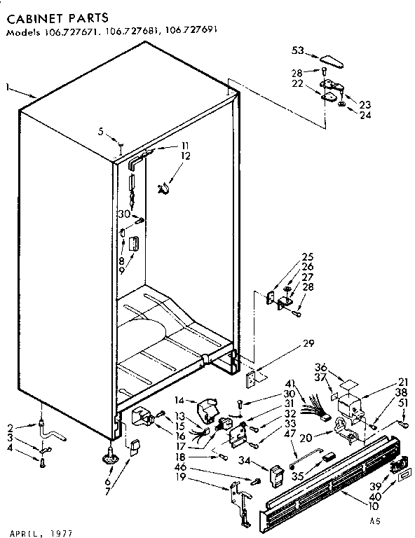 Kenmore 106727691 cabinet parts diagram